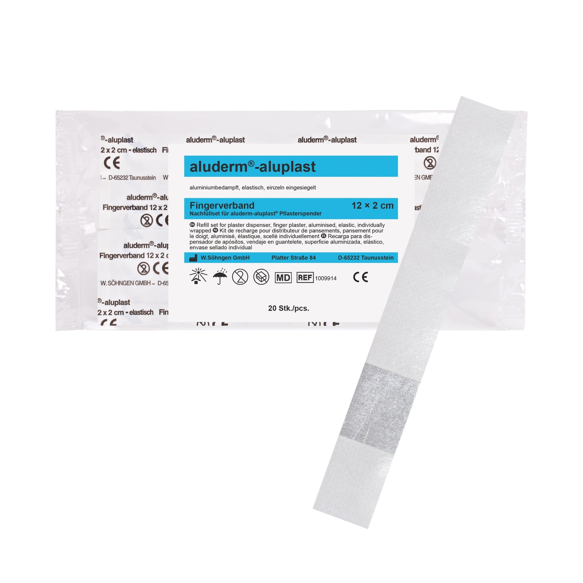 aluderm®-aluplast Refill Set for Dispenser, 12 x 2 cm, 20 pieces