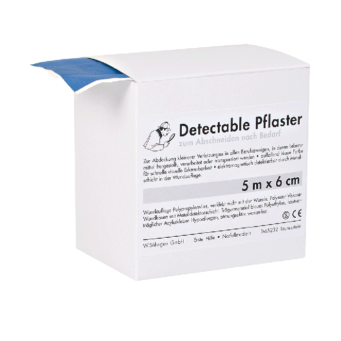 Detectable adhesive bandage, 5 m x 6 cm