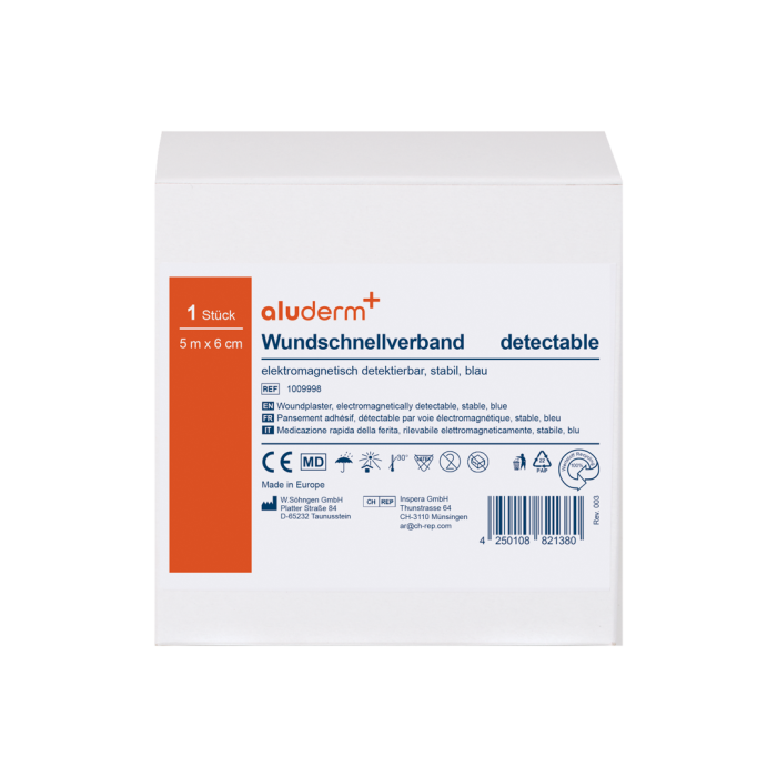 Detectable adhesive bandage, 5 m x 6 cm