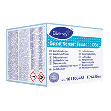 A can of Good Sense Fresh Scent Cartridge for the Good Sense Air Freshener System (6 pieces) by Diversey Deutschland GmbH & Co. OHG, SKU 101106488, 6x20 ml, with O.N.T. technology for Fresh Scent and multilingual labeling.