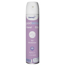 A 300 ml can of Good Sense Floral Air Freshener and Odor Neutralizer from Diversey Germany with a purple label and white cap ensures a pleasant, fresh environment.