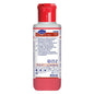 A 1-liter bottle of TASKI Sani 4 in 1 Plus from Diversey Deutschland GmbH & Co. OHG with a red cap and multilingual label serves as a cleaner, descaler, disinfectant, and odor remover for washroom surfaces.