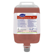 A 2.5-liter bag of TASKI Sani Cid Pur-Eco QS sanitary maintenance cleaner from Diversey, high concentrate with natural citric acid and EU eco-label certification.