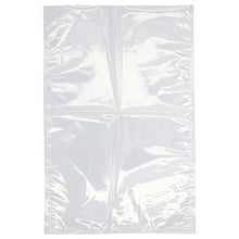 A transparent PAPSTAR seal edge bag (60x40 cm, PA/PE, 90 my) from PAPSTAR GmbH is shown flat. The smooth, glossy surface shows visible creases and reflections. The package contains 50 pieces.