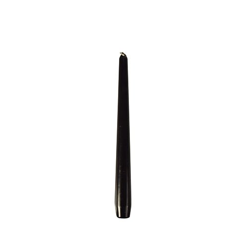 A single, unlit black taper candle stands upright against a plain white background, forming an elegant contrast to the classic Starpak 50 taper candles Ø 2.2 cm - 25 cm.