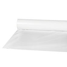 A partially unrolled roll of Starpak tablecloth—50 m x 80 cm white plastic film—lies on a plain white background.