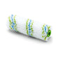 Close-up of the Nölle Profi Brush Meisterflor Small Area Roller 10 cm / Ø 17 mm by Nölle Profi Brush Brush & Paint Technology e.K., white fluffy material with blue and green stripes, ideal for precise work on small areas.