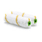 Two Nölle Profi Brush Bürsten- & Pinseltechnik e.K. small area roller Gelbfaden pile height 12 mm roller covers with yellow stripes and green ends are arranged side by side on a white background.