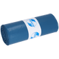 A tightly rolled blue plastic bag from EMIL DEISS KG (GmbH + Co.) with the label "PREMIUM" and a recycling symbol. The DEISS garbage bags 575x1000x0.01 mm made of LDPE 70 l are excellent for efficient and environmentally friendly waste disposal. Solid white background.