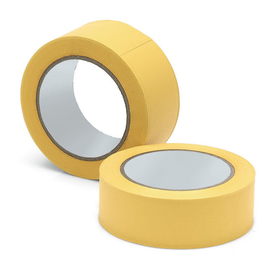 Two rolls of Nölle Profi Brush cleaning tape 50 mm soft PVC from Nölle Profi Brush Brush & Paint Technology e.K., one standing and one lying with open ends facing outward, depicted on a white background.