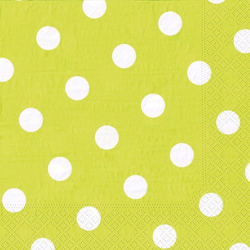 The PAPSTAR 20 napkins (40x40 cm, 3-ply, 1/4-fold) from PAPSTAR GmbH impress with their lime green design with white dots and dotted border. They are soft, durable, and ideal for any occasion.