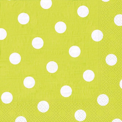The PAPSTAR 20 napkins (40x40 cm, 3-ply, 1/4-fold) from PAPSTAR GmbH impress with their lime green design with white dots and dotted border. They are soft, durable, and ideal for any occasion.
