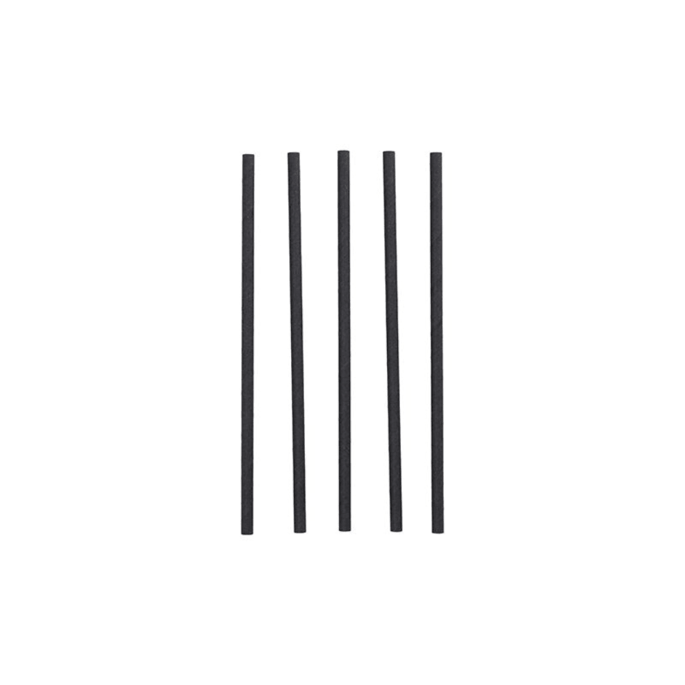 Five PAPSTAR shake straws paper with a diameter of 8 mm and a length of 25 cm, arranged vertically on a white background.