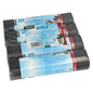 A pack of 60 black Starpak garbage bin liners (135 x 120 cm, 240 l) is rolled in four bundles of 15 pieces each and wrapped in eco-friendly shrink wrap. Blue and white label with product details.