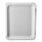 PAPSTAR 250 plate, cardboard "pure" square white from PAPSTAR GmbH: a rectangular white paper plate with ribbed, raised edges and rounded corners, made of eco-friendly virgin fiber board, photographed from above on a white base.