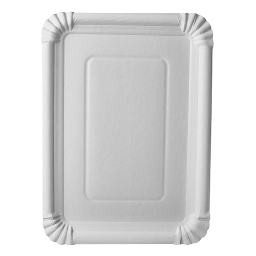 The PAPSTAR 250 plate, cardboard "pure" square white from PAPSTAR GmbH is made of eco-friendly virgin fiber board with raised edges, rounded corners, and fine embossing and grooves at each corner.