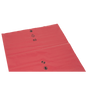 The large red plastic bag DEISS 11101 (700x1100x0.1 mm) from EMIL DEISS KG with black recycling and warning symbols and the number 65 ensures safe transport. Pictured on a white background. Packed in a box of 200 pieces.