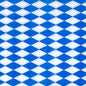 The PAPSTAR GmbH 100 napkins, 1-ply 1/4-fold 33 x 33 cm, are adorned with a blue and white diamond pattern in a Bavarian style and are FSC-certified and environmentally friendly.