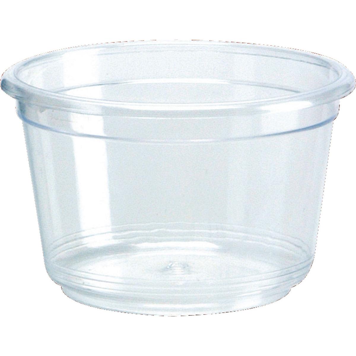 The dressing cup Transparent PS 47x47x29 mm from Duni GmbH is a clear container, ideal for sauces, spices, or small food portions. Perfect for parties or events. Sold in packs of 50 pieces, ideal for food service.