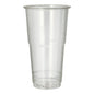 The PAPSTAR cold drink cup PLA "pure" crystal clear with foam rim (0.5 l) from PAPSTAR GmbH stands upright on a white background, is slightly tapered and has a rolled rim - an eco-friendly choice for your drinks.