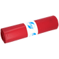 A roll of red DEISS 11306 garbage bags (800x1000x0.1 mm, 15 pieces) from EMIL DEISS KG (GmbH + Co.), packaged in a white label with blue text and graphics, is depicted on a plain light background.