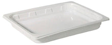 The Duni GmbH PP Tray 1/2 GN White PP 325x265 is a rectangular, flat, white tray with raised edges and a flat bottom, suitable for use in the catering industry and depicted on a solid white background.