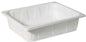 The Duni GmbH PP Tray 1/2 GN White PP 325x265 is a rectangular, flat white tray with beveled sides and raised edges - ideal for versatile use in the catering industry as a reliable 1/2 GN container.
