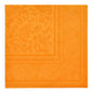 The napkins "ROYAL Collection" 1/4-fold 40x40 cm by PAPSTAR GmbH 20 Napkins in orange have an embossed floral and leaf border with a subtle swirl design in the center - ideal for elegant table decoration.