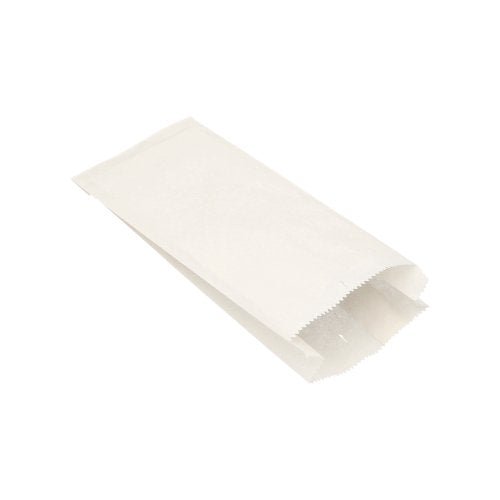 A PAPSTAR 1000 paper folding bag made of cellulose from PAPSTAR GmbH lies unfilled and open on a white background - the environmentally friendly packaging is white and threaded.