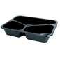 The CPET tray 225x175 mm from Duni GmbH in black with three compartments is heat-resistant - perfect for environmentally friendly takeaway and catering of hot meals. Packaging unit: 300 pieces.