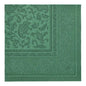 PAPSTAR 50 napkins "ROYAL Collection" 1/4-fold, 40 x 40 cm, green from PAPSTAR GmbH with embossed paisley and floral pattern on the edge and in the middle, from a bird's eye view on white background.
