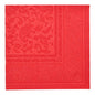 A red paper napkin from PAPSTAR GmbH, "ROYAL Collection" (40 x 40 cm, 1/4-fold), with embossed floral pattern and decorative border - one of 50 high-quality napkins for the elegantly set table.