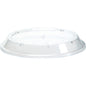 The lid for 119568 from Duni GmbH is a transparent, round PS lid (106x106x14 mm), slightly domed with a smooth edge and flat center, perfectly fitting for food packaging. Pack of 100 pieces.