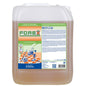 A 10L plastic container Dr. Schnell FOREX Alkaline Care and Basic Cleaner for porcelain stoneware and ceramic surfaces by DR.SCHNELL GmbH & Co. KGaA, with instructions, cleaning symbols, and an orange-white label.