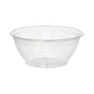 The Starpak 50 salad bowls, R-PET round crystal clear from Starpak are a transparent plastic salad bowl with a wide rim and textured vertical sides, made of eco-friendly R-PET, depicted on a plain white background.