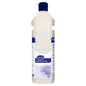 A white Room Care R1 Plus bottle made of plastic, empty from Diversey Deutschland GmbH & Co. OHG, with a blue cap and a blue-white label with text and symbols.