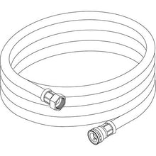 A black and white line drawing of the Diversey Deutschland GmbH & Co. OHG hose for J2000 with quick coupling, with threaded connections at both ends and a quick coupling, shown from a slightly elevated angle.