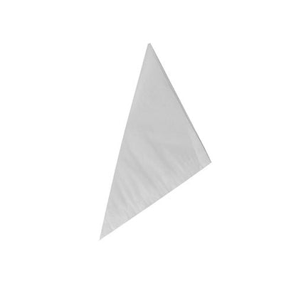 On a plain white background, a triangular white napkin "PAPSTAR 1000 cone bags" made of cellulose with threads from PAPSTAR GmbH can be seen.