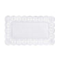 A rectangular white PAPSTAR 100 decorative paper doily from PAPSTAR GmbH with a firm center and an ornate lace edge with a floral pattern.