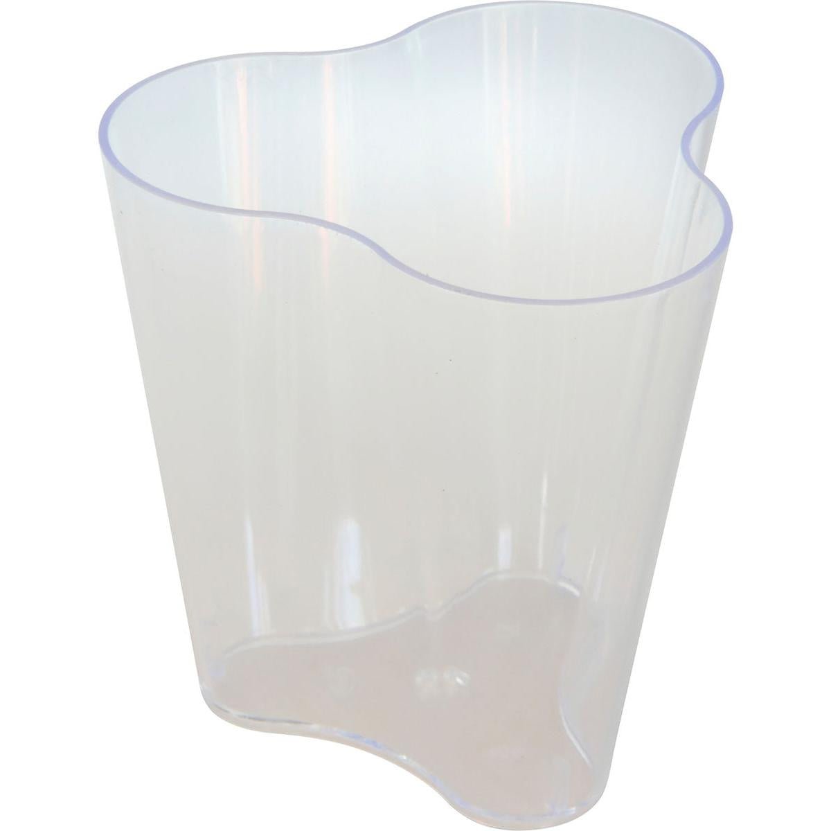 A clear, wavy plastic container from Duni GmbH, ideal for storing the Organic Puzzle, large 64x64x68 cm - Transparent design | Pack (68 pieces). The empty container is depicted on a plain white background.