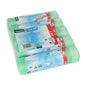 A shrink-wrapped package contains 125 green Starpak HDPE garbage bags (30 l, 62 x 55 cm) with drawstring. The labels show the Starpak brand, product details, drawstring information, and images of the garbage bin.