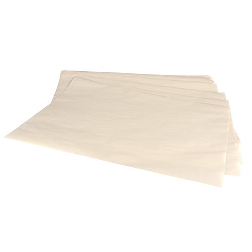 A stack of PAPSTAR bottle silk 1/4 sheet, 50x37.5 cm, white (500 sheets) wrapping paper from PAPSTAR GmbH laid out on a flat surface.