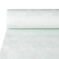 The PAPSTAR paper tablecloth with damask embossing (50 m x 1 m, PAPSTAR GmbH) appears smooth and slightly transparent – ideal for festive occasions.