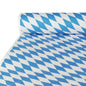 The paper tablecloth with damask embossing (10 m x 1 m) from PAPSTAR GmbH is partially unrolled and shows its festive blue and white diamond pattern – perfect for special occasions.