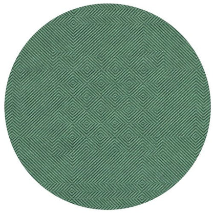 The round, green PAPSTAR paper tablecloth with damask embossing (50 m x 1 m) from PAPSTAR GmbH shows a geometric pattern with diagonal lines and diamonds for a subtle 3D effect – ideal for festive occasions.