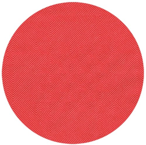 The paper tablecloth with damask embossing (50 m x 1 m) from PAPSTAR GmbH features a circular red surface with a textured geometric damask pattern – ideal for festive occasions.