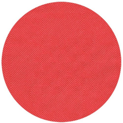 The paper tablecloth with damask embossing (50 m x 1 m) from PAPSTAR GmbH features a circular red surface with a textured geometric damask pattern – ideal for festive occasions.