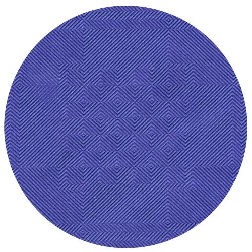 The paper tablecloth with damask embossing (50 m x 1 m) from PAPSTAR GmbH is a round, purple tablecloth with a geometric pattern of diagonal lines and diamond shapes, creating a textured optical illusion effect.