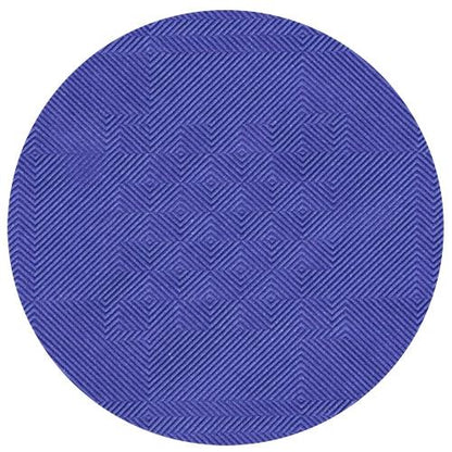 The paper tablecloth with damask embossing (50 m x 1 m) from PAPSTAR GmbH is a round, purple tablecloth with a geometric pattern of diagonal lines and diamond shapes, creating a textured optical illusion effect.
