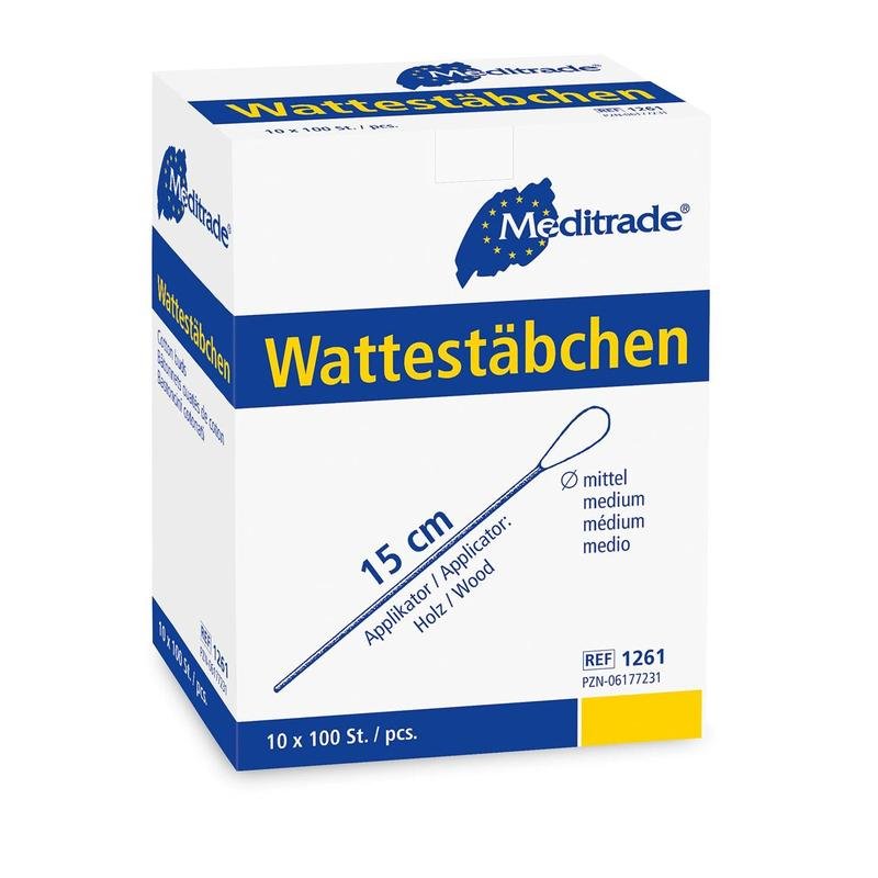 Cotton buds, length: 15 cm, medium head, wood | Pack (1000 pieces)